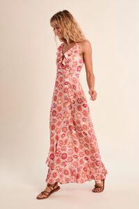 Molly Bracken Vestido largo de tirantes con estampado y volantes