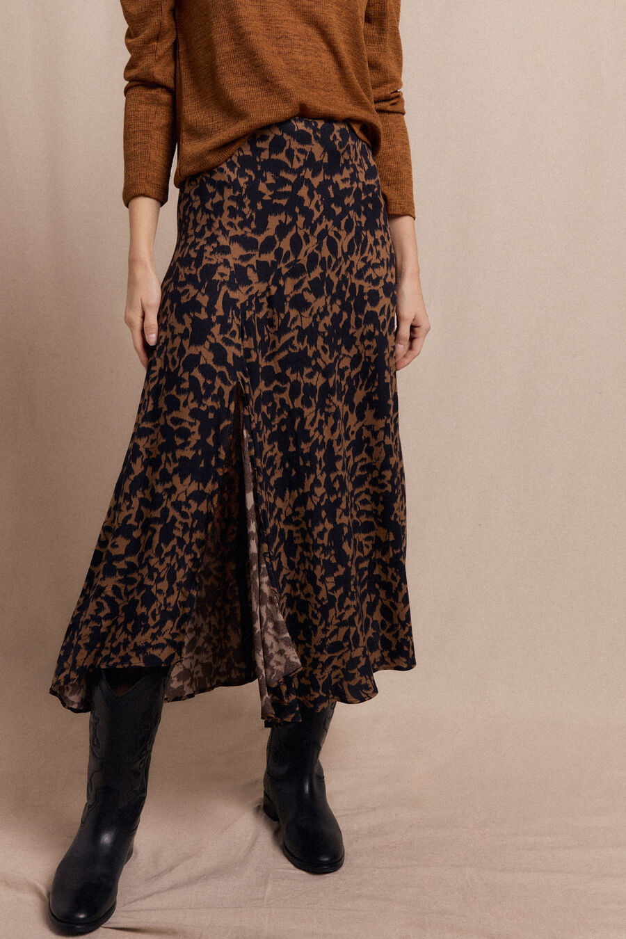 Falda midi estampada