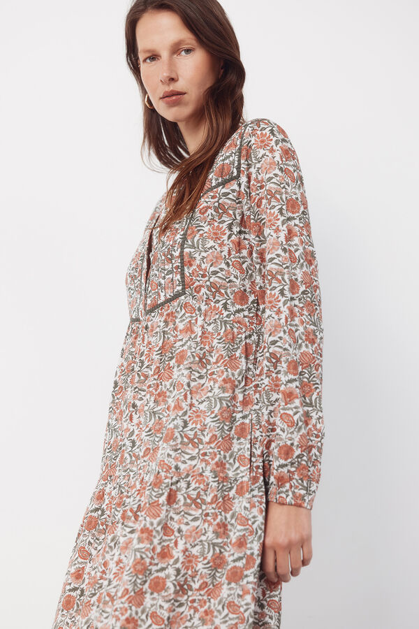 Cortefiel Vestido fluido estampado Estampado blanco