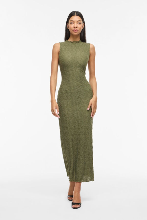 Vila Vestido midi entallado sin margas Kaki