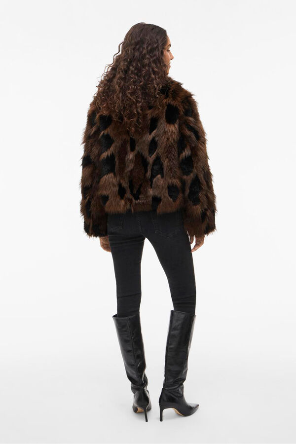 Vila Casaco de pele sobretudo com lapelas Castanho