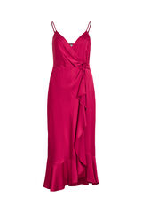 Vila Vestido midi satinado de fiesta Fucsia