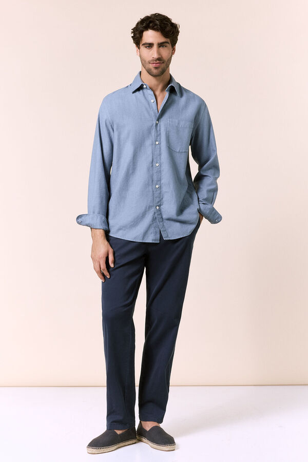 OOTO Plain fluid shirt Blue