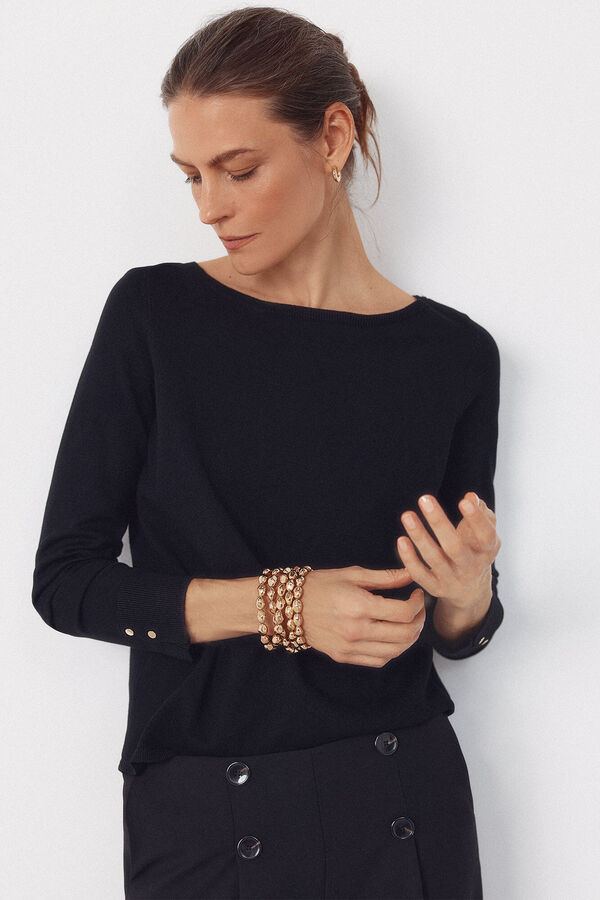 Cortefiel Jersey escote barco Negro