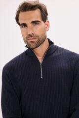 Jack & Jones Camisola de malha com gola com fecho-&eacute;clair Azul