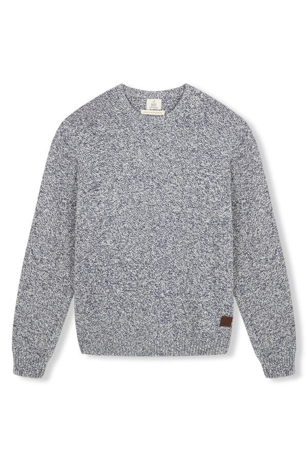 OOTO Su&eacute;ter de algod&atilde;o torcido com gola redonda Azul