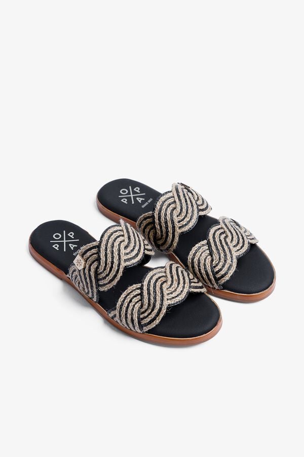 Popa Clicos jute flat sandal Black