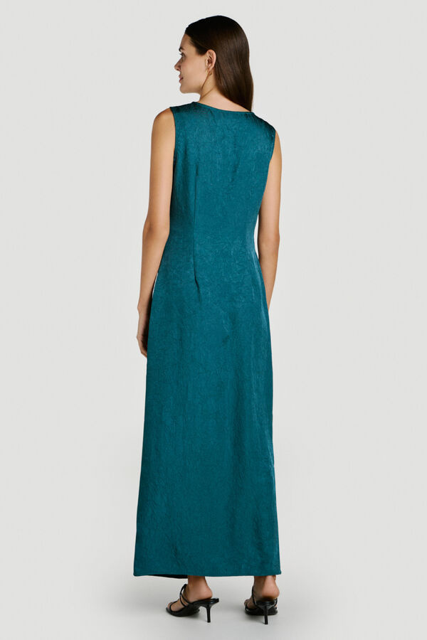 Vila Vestido midi acetinado de festa Azul