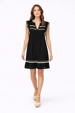 Vila Vestido corto con bordados de algod&oacute;n org&aacute;nico