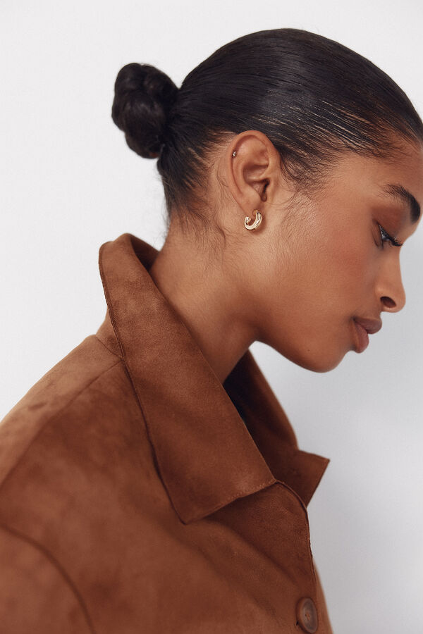 Cortefiel Suede -effect fabric jacket Beige