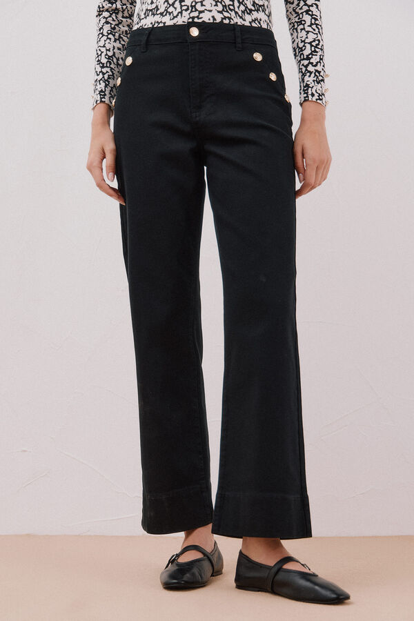 Cortefiel Pants buttons Black