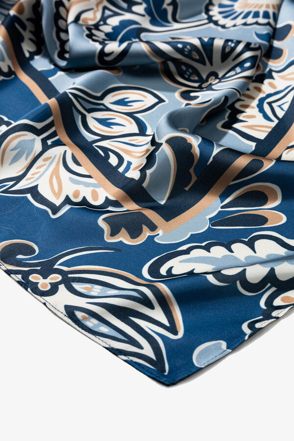 Vilanova Pa&ntilde;uelo Satinado Estampado Floral Azul