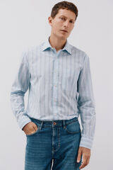 Cortefiel Camisa rayas popel&iacute;n Azul