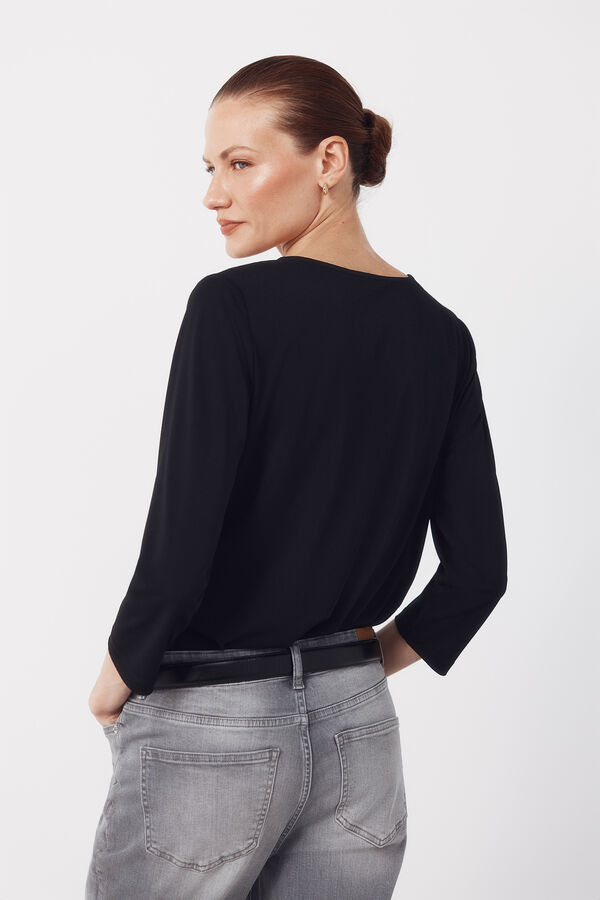 Cortefiel Top escote pico botones Negro
