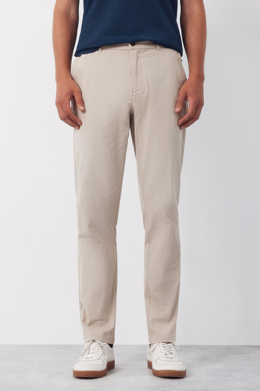 Pantalón chino algodón-lino regular