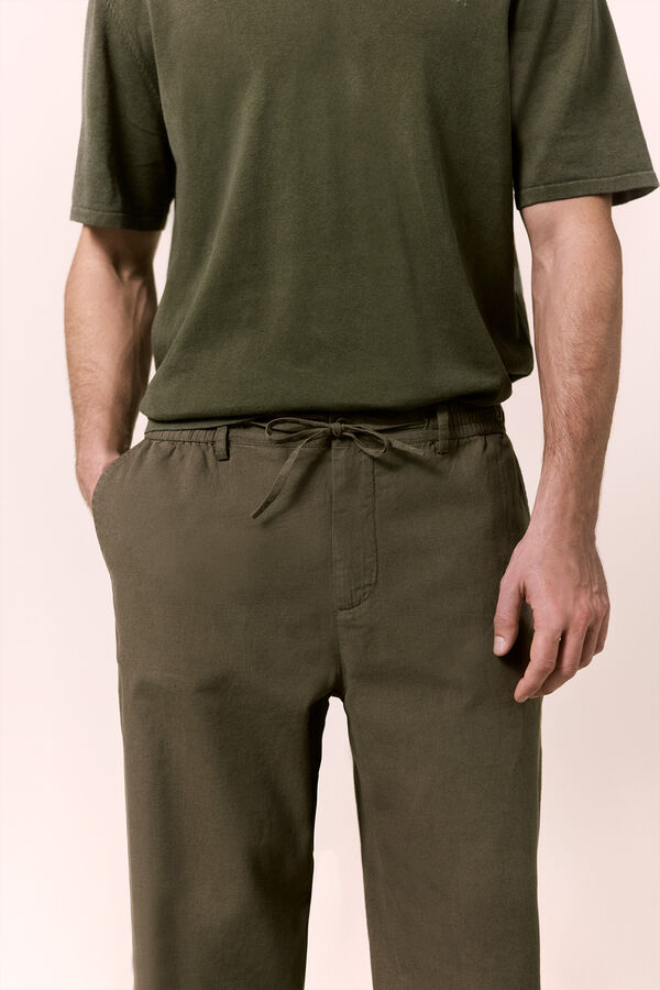 OOTO Pantal&oacute;n de lino-algod&oacute;n regular marengo