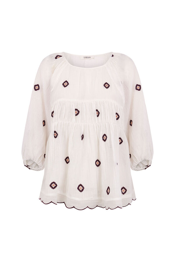 Slowlove Blusa franzida bordada Branco