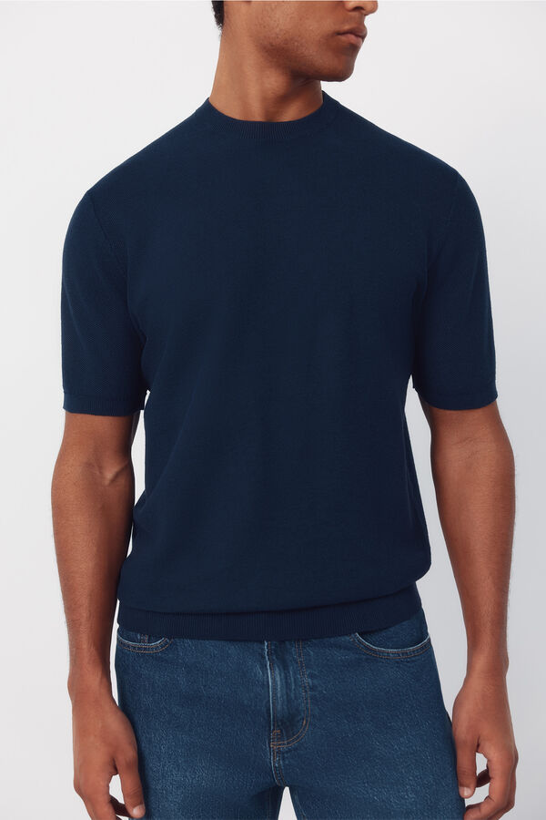 Cortefiel Jersey camiseta b&aacute;sico manga corta Azul marino