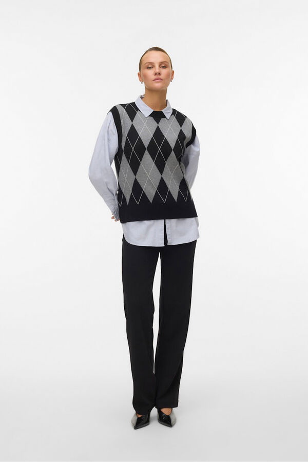 Vero Moda Chaleco de punto rombos Negro