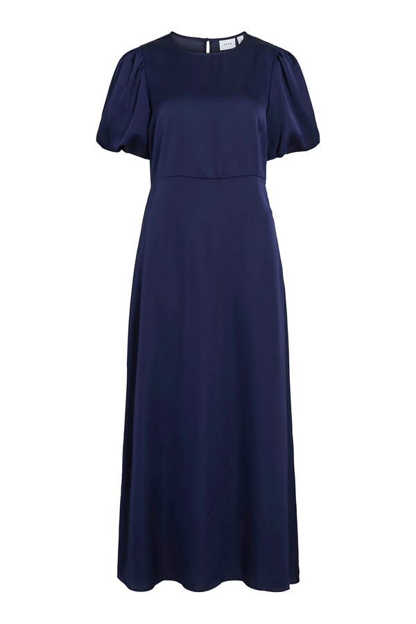 Vila Vestido midi satinado de fiesta Azul marino