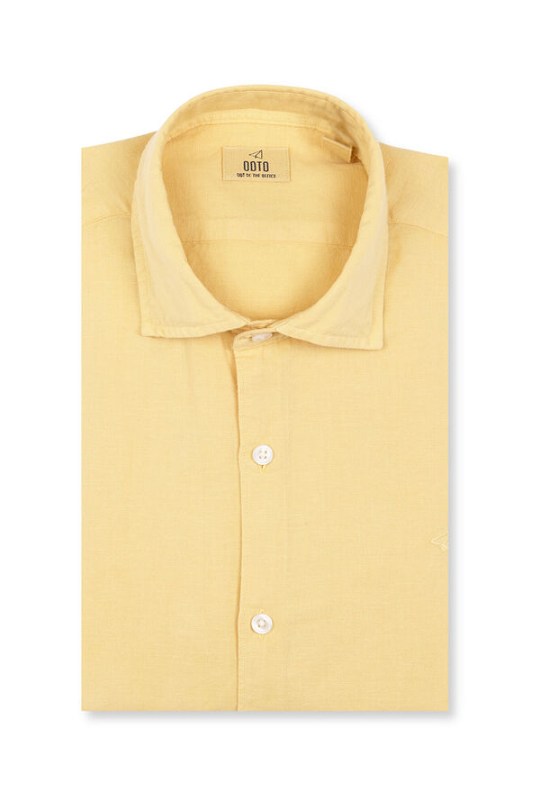 OOTO Camisa algod&oacute;n lino manga larga Dorado