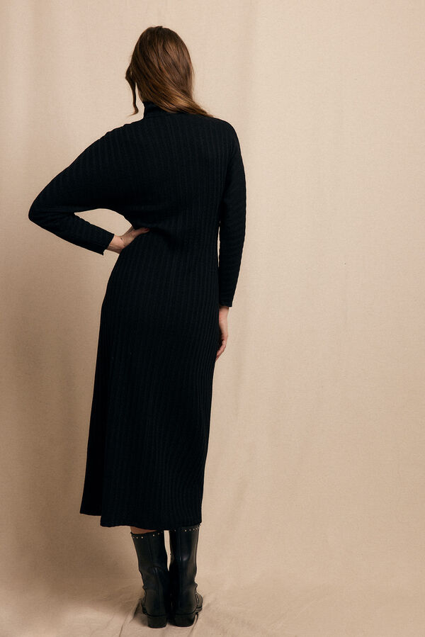 Slowlove Vestido canelado de gola alta Preto