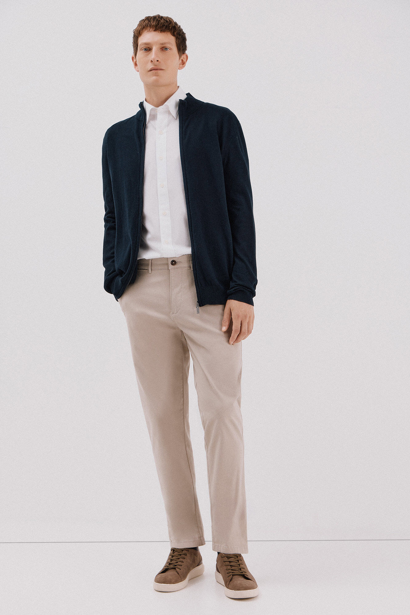 Cortefiel C&aacute;rdigan algod&oacute;n con cashmere cierre cremallera