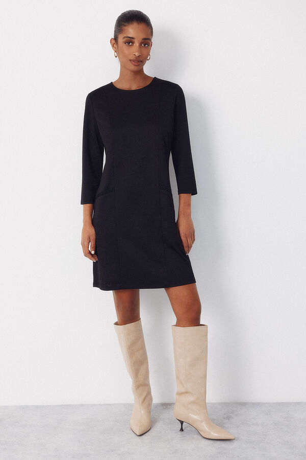 Cortefiel Vestido corto tweed Negro