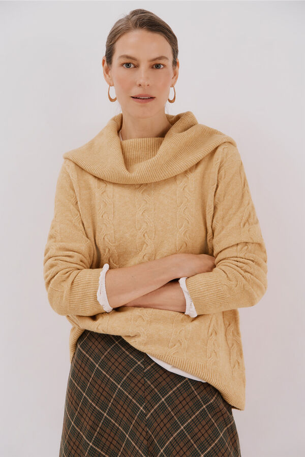 Cortefiel Wide neck sweater Yellow
