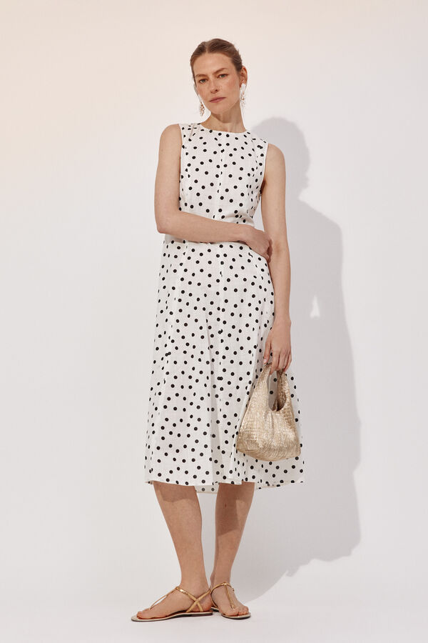 Cortefiel Vestido estampado vuelo gris