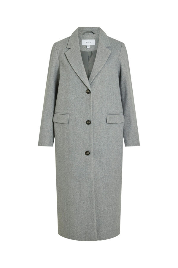 Vila Abrigo largo de pa&ntilde;o con solapas gris