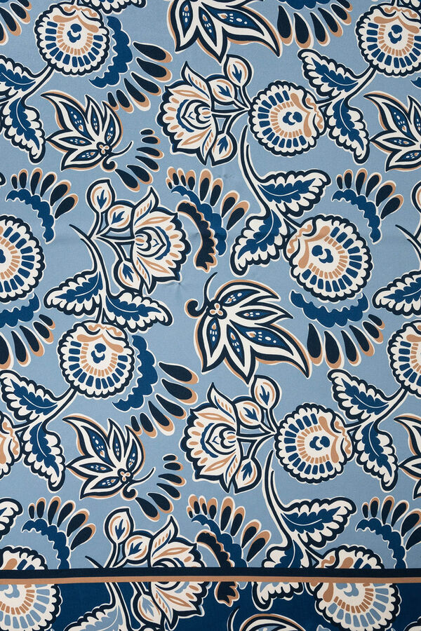 Vilanova Pa&ntilde;uelo Satinado Estampado Floral Azul