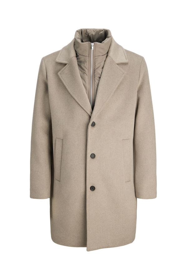 Jack & Jones Abrigo largo con cierre combinado Beige