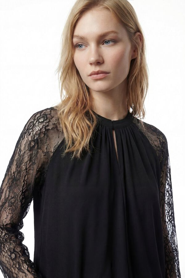 Vero Moda Top de manga larga de encaje Negro