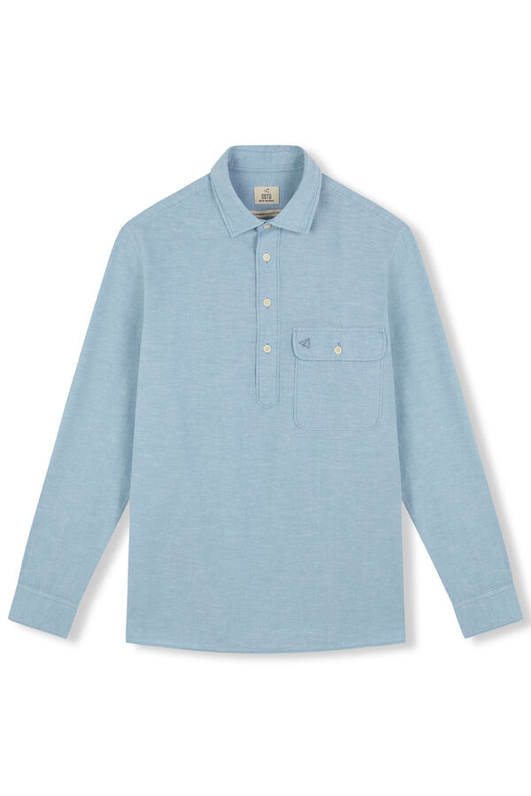 OOTO Polera de algod&oacute;n con lino Blue