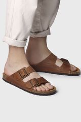 Toni Pons Sandalia en piel de hombre Marr&oacute;n