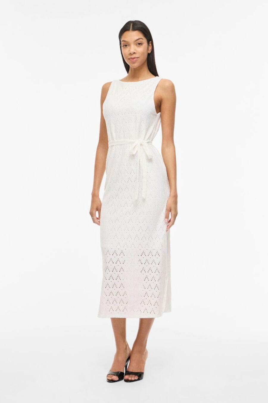 Vestido midi con calados de algodón