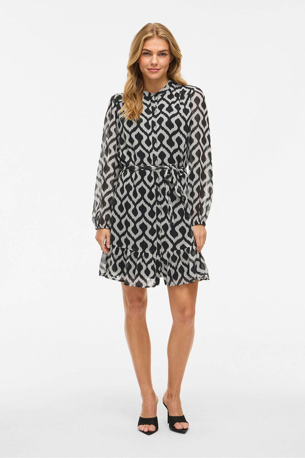 Vila Vestido corto de gasa Estampado gris