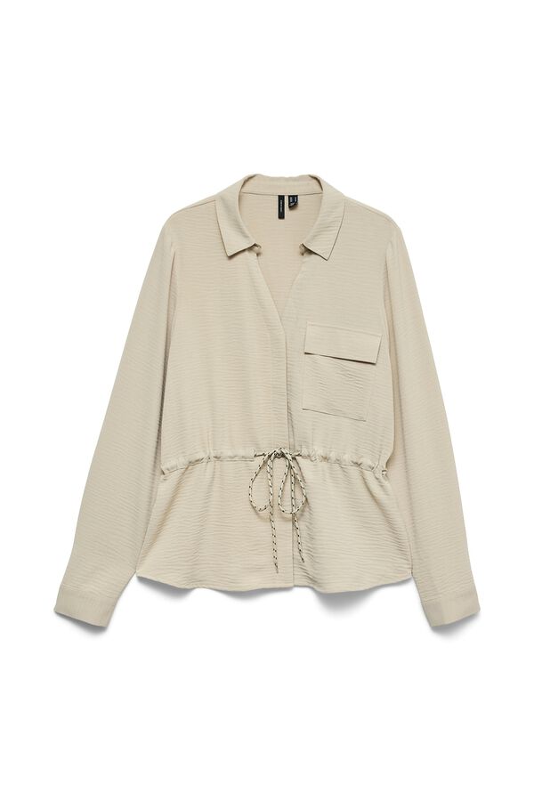 Vero Moda Camisa manga comprida cord&atilde;o ajust&aacute;vel Tostado