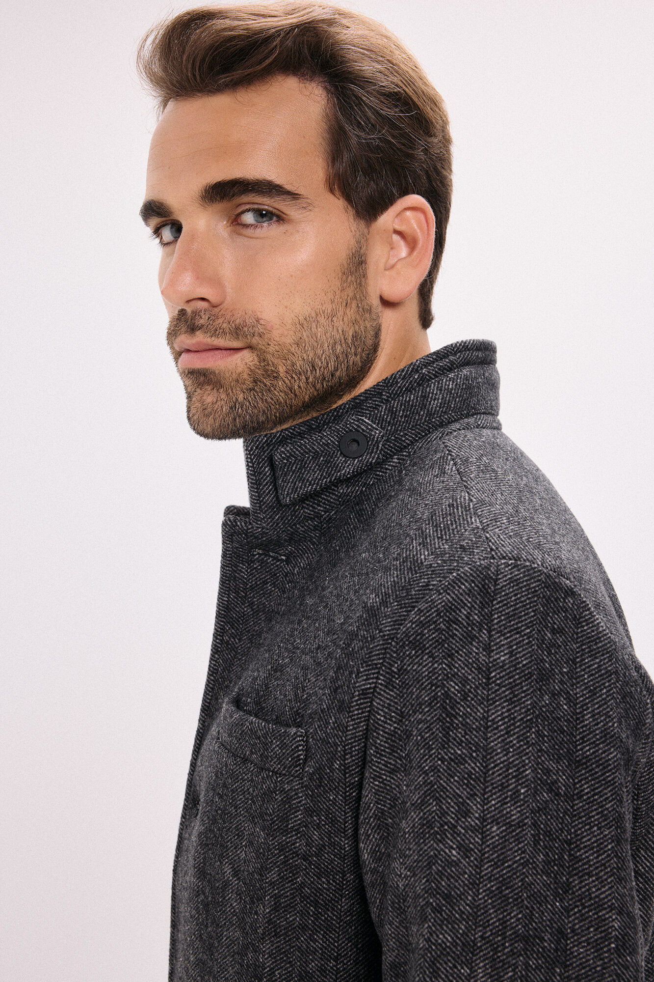 Jack & Jones Sobretudo curto de l&atilde; com gola alta