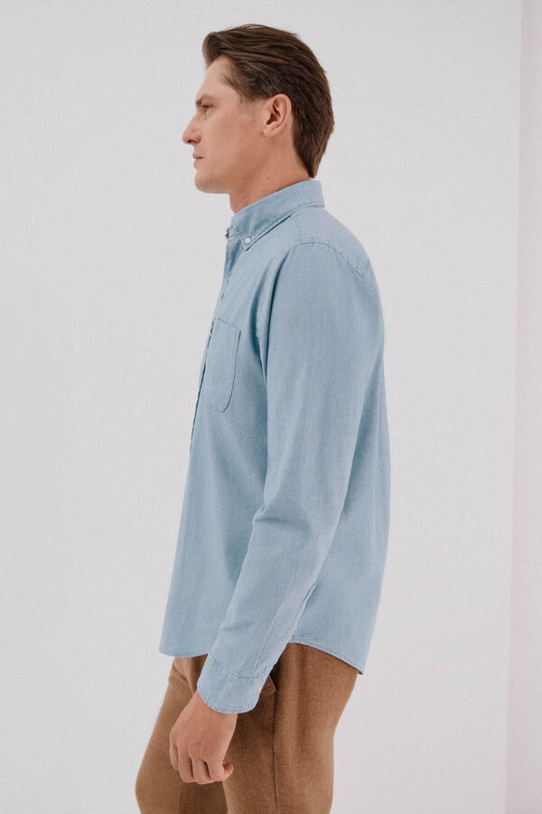 Cortefiel Camisa vaquera con bolsillo Blue