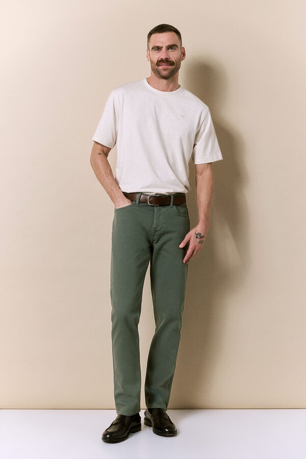 OOTO Pantal&oacute;n 5 bolsillos color slim Kaki