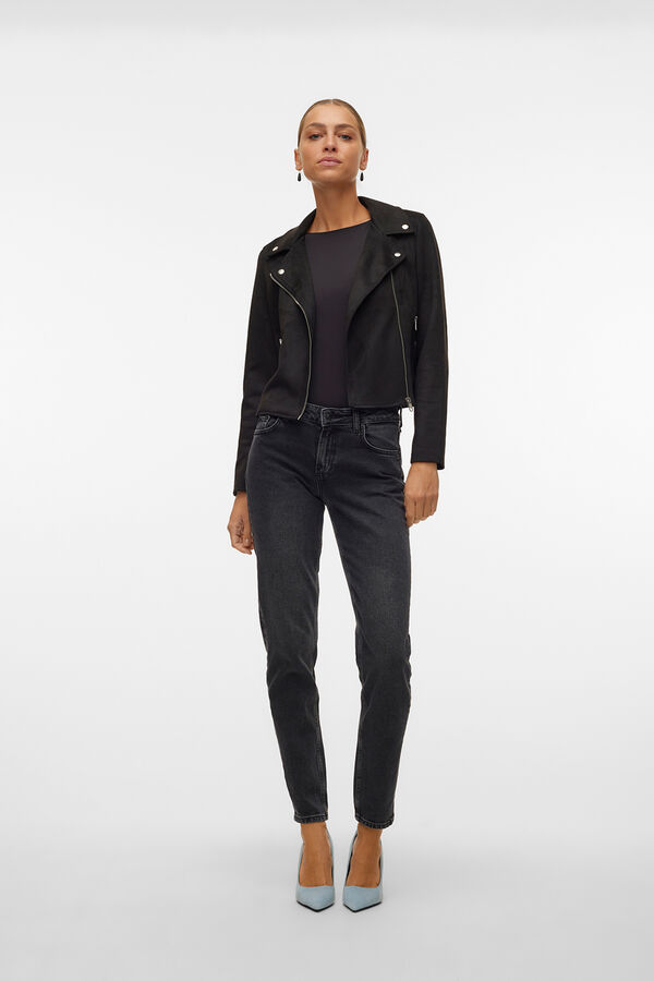 Vero Moda Blus&atilde;o em camur&ccedil;a com tachas Preto