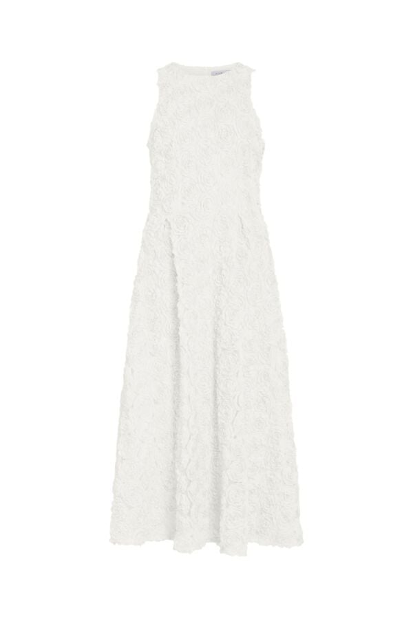 Vila Vestido midi com flores em tecido Branco