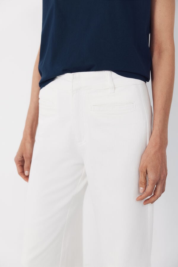 Cortefiel Pantalones Piping Blanco