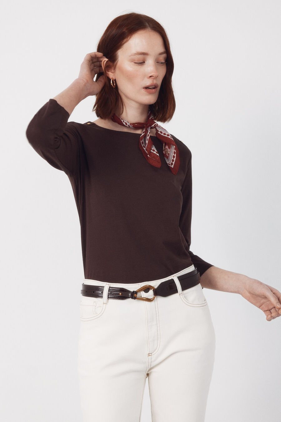 Camiseta básica escote barco