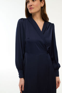 Vila Vestido midi envolvente em cetim