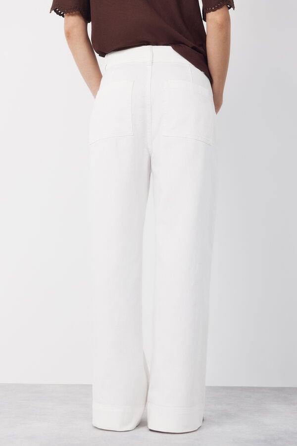 Cortefiel Pantalones Piping Marfil
