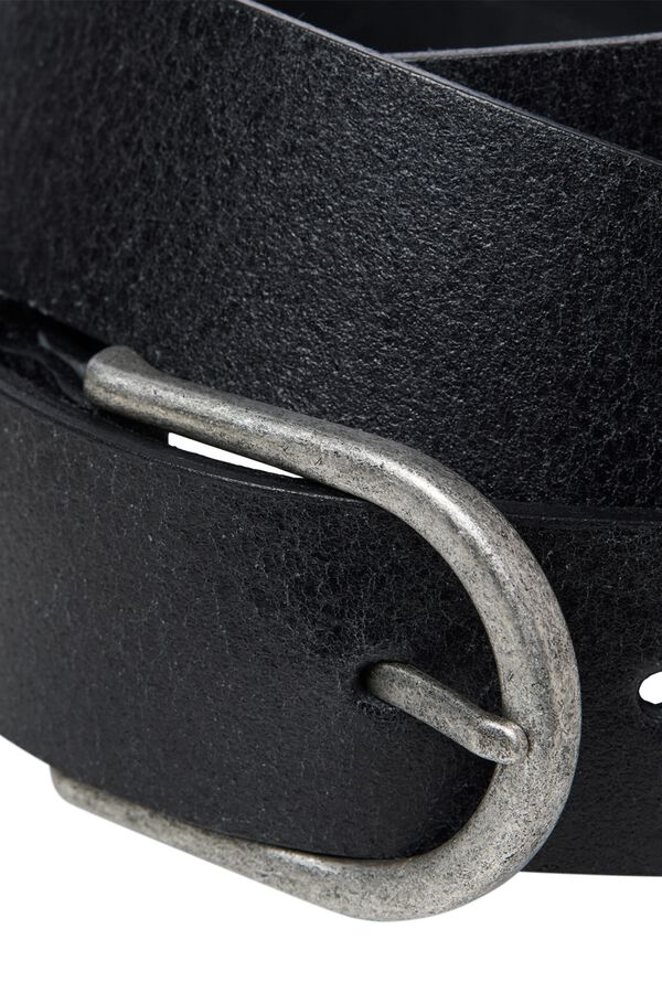 Jack & Jones Cinto em pele com fivela oval Preto