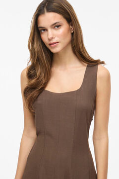 Vila Vestido midi con tirantes de lino